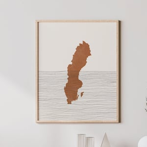 Sweden Print - Boho Sweden Wall Art and Decor, Country Travel Poster, Sweden Map Silhouette and Gift Idea