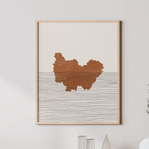 Bourgogne-Franche-Comté Wall Art - French Region Map Burgundy / Free County France Print / Wall Decor