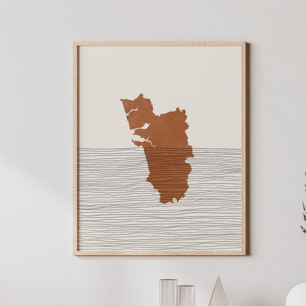 Goa Art - India Map Silhouette, Wall Art & Decor - State of Goa Print