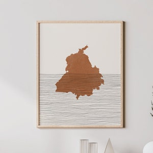 Punjab Art - India Map Silhouette, Wall Art & Decor - State of Punjab Print