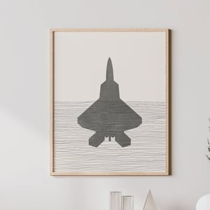 Boho F-22 Print - F-22 Wall Art / Decor, Minimalist Poster, F-22 Illustration, Figther Pilot Gift Idea, Jet