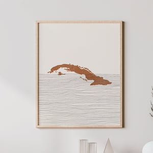 Cuba Print - Boho Cuba Wall Art and Decor, Country Travel Poster, Cuba Map Silhouette and Gift Idea, Cuban Art and Gift