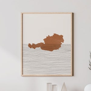 Austria Print - Boho Austria Wall Art and Decor, Country Travel Poster, Austria Map Silhouette and Gift Idea