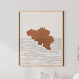 Belgium Print - Boho Belgium Wall Art and Decor, Country Travel Poster, Belgium Map Silhouette and Gift Idea