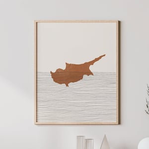 Cyprus Print - Boho Cyprus Wall Art and Decor, Country Travel Poster, Cyprus Map Silhouette and Gift Idea