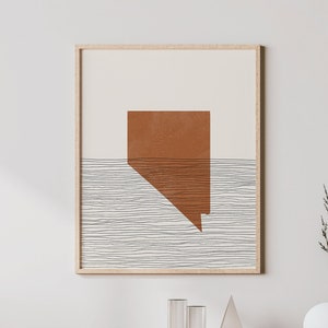 Nevada Boho Dekor - Nevada Mid Century Wandkunst, minimalistische Kunst und abstrakter Druck, Nevada State Map Print