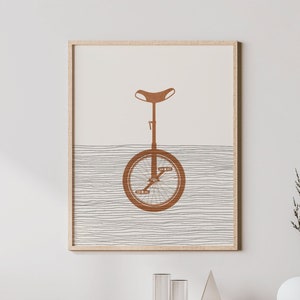 Boho Unicycle Art - Unicycle Wall Art / Decor, Minimalist Unicyclist Poster, Unicyling  Print - Unicyclist Gift