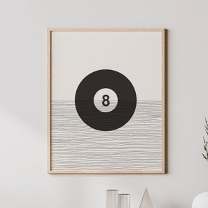 Boho 8 Ball Art - 8 Ball Wall Art / Decor, Minimalist Eight Ball Poster, Pool Ball  Print - Eight Ball Gift