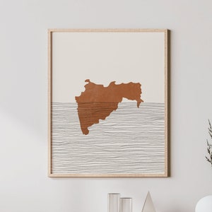 Maharashtra-kunst - India kaart silhouet, kunst aan de muur en decor - staat Maharashtra-afdruk