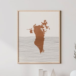 Bahrain Print - Boho Bahrain Wall Art and Decor, Country Travel Poster, Bahrain Map Silhouette and Gift Idea