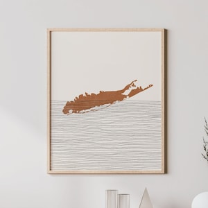 Long Island Kunstdruck - Boho Long Island NY Wand Kunst und Dekor, Reiseposter, Long Island Karte Silhouette und Geschenkidee