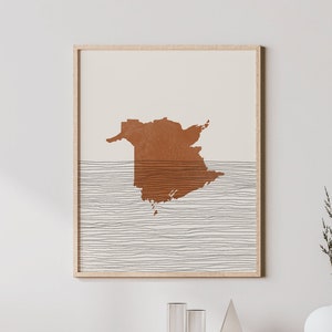 New Brunswick Print - Boho New Brunswick Wall Art and Decor, Canada Travel Poster, Province of New Brunswick Map Silhouette