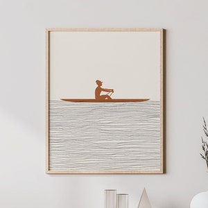 Boho Rowing Art - Rowing Wall Art / Decor, Minimalist Rower Poster, Girl Rower Print - Rowing Gift