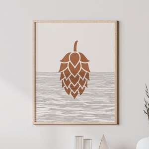 Boho Hops Art - Hops Wall Art / Decor, Minimalist Beer Hops Poster, Beer Drinker Print - Beer Hops Gift