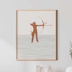 Boho Archery Print - Archery Wall Art / Decor, Minimalist Archer Poster, Girl Archery Illustration, Teammate Gift