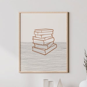 Boho Books Art - Books Wall Art / Decor, Minimalist Book Lover Poster, Librarian Print - Book Lover Gift