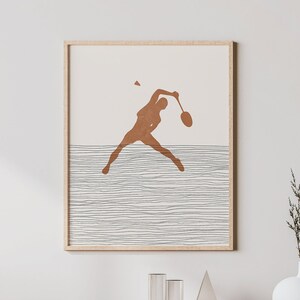Boho Badminton Print - Badminton Wall Art / Decor, Minimalist Badminton Player Poster, Boy Badminton Illustration, Teammate Gift