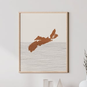Nova Scotia Print - Boho Nova Scotia Wall Art and Decor, Canada Travel Poster, Province of Nova Scotia Map Silhouette