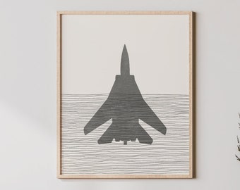 Boho F-14 Print - F-14 Wall Art / Decor, Minimalist Poster, F-14 Tomcat Illustration, Fighter Pilot Gift Idea