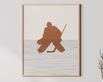 Boho Ice Hockey Art - Ice Hockey Wall Art / Decor, Minimalist Hockey Goalie Poster, Boy Hockey Goalie Print - Ice Hockey Gift