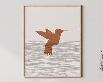 Boho Hummingbird Art - Hummingbird Wall Art / Decor, Minimalist Humming bird  Poster, Hummingbird Print - Humming bird  Gift