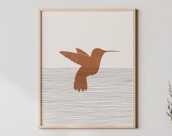 Boho Hummingbird Art - Hummingbird Wall Art / Decor, Minimalist Humming bird  Poster, Hummingbird Print - Humming bird  Gift