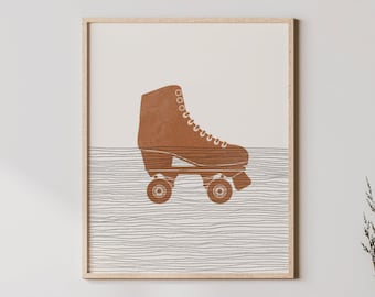Boho Roller Skate Art - Roller Skate Wall Art / Decor, Minimalist Roller Skater  Poster, Roller Skating  Print - Roller Skater  Gift