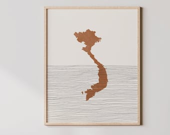 Vietnam Print - Boho Vietnam Wall Art and Decor, Country Travel Poster, Vietnam Map Silhouette and Gift Idea