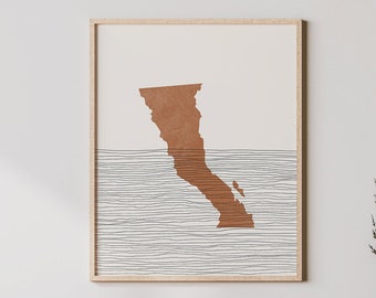 Impression d'art de Basse-Californie - Basse-Californie, Mexique - art mural et décoration, affiche de voyage - cadeau Estado de Baja California, péninsule de Baja