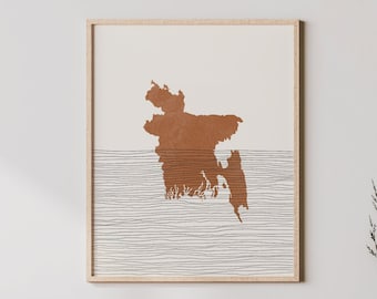 Bangladesh Print - Boho Bangladesh Wall Art and Decor, Country Travel Poster, Bangladesh Map Silhouette and Gift Idea