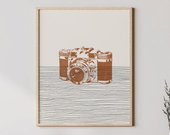 Boho Camera Print - Camera Wall Art / Decor, Minimalist Poster, Camera Illustration,  Photographer Gift Idea