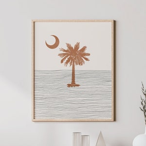 Boho Sabal Palmettto Print - Sabal Palmettto Wall Art / Decor, Minimalist Poster, Carolina Palm Tree Illustration, Gift Idea