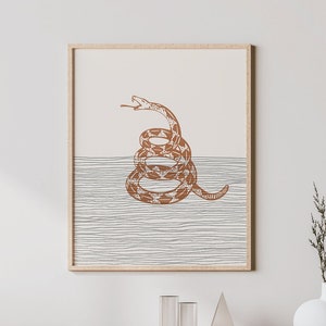Boho Don’t Tread On Me Print - Don’t Tread On Me Wall Art / Decor, Minimalist Poster, Gadsen Flag Illustration, Gift Idea