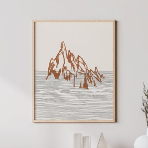 Boho Cerro Torre Patagonia Art Print - Los Glacieres National Park, Argentina - Patagonia Outline / Silhouette - Wall Art, Travel Poster