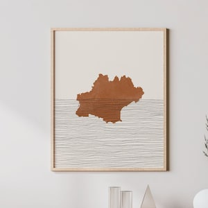 Occitanie Wall Art - Karte der französischen Region Occitanie, Frankreich Druck / Wanddekoration