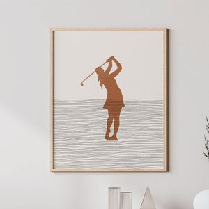 Boho Golfing Art - Golfing Wall Art / Decor, Minimalist Golfer Poster, Girl Golfer Print - Golfing Gift