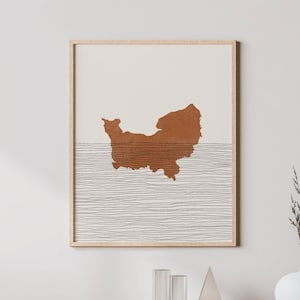 Normandie Wand Kunst - Karte der Region Normandie Frankreich Druck / Wanddekoration