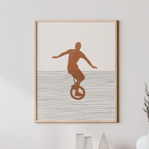Boho Unicycling Art - Unicycling Wall Art / Decor, Minimalist Unicycler Poster, Boy Unicycler Print - Unicycling Gift