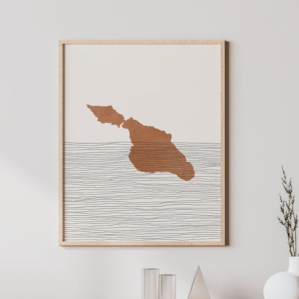 Catalina Island Print - Boho Catalina Island Wall Art and Decor, Póster de viaje - Catalina Island, California Mapa e idea de regalo