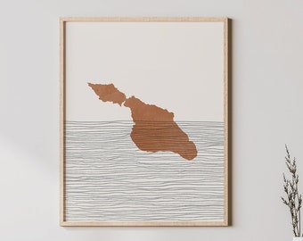 Catalina Island Print - Boho Catalina Island Wandkunst und Dekor, Reiseposter - Catalina Island, Kalifornien Karte und Geschenkidee