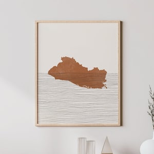 El Salvador Print - Boho El Salvador Wall Art and Decor, Country Travel Poster, El Salvador Map Silhouette and Gift Idea