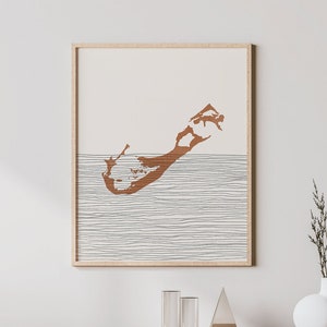 Bermuda Print - Boho Bermuda Wall Art and Decor, Travel Poster - Bermuda Island Map and Gift Idea