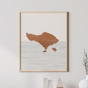 Impresión de Bali: arte de pared y decoración boho de Bali, póster de viaje, mapa de Bali, Indonesia e idea de regalo