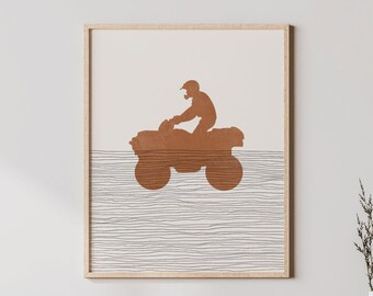 Boho 4 Wheeling Art - 4 Wheeling Wall Art / Decor, Minimalist 4 Wheeler ATV Poster, Boy 4 Wheeler ATV Print - 4 Wheeling Gift