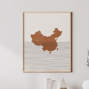 China Print - Boho China Wand Kunst und Dekor, Land Reise Poster, China Karte Silhouette und Geschenkidee, chinesische Kunst und Wanddekoration