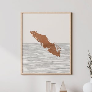 Vancouver Island Print - Boho Vancouver Island Wandkunst und Dekor, Reiseposter - Vancouver Island, Kanada Karte und Geschenkidee