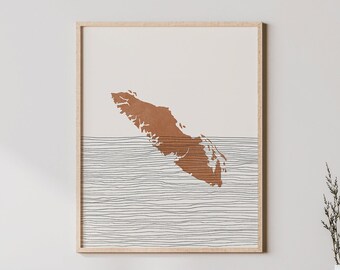 Vancouver Island Print - Boho Vancouver Island Wall Art and Decor, Travel Poster - Vancouver Island, Canada Map and Gift Idea