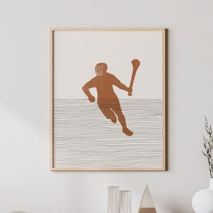 Boho Hurling Art - Hurling Wandkunst / Dekor, minimalistisches Hurler Poster, Junge Hurler Druck - gälischer Sport, Hurling Geschenk