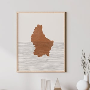 Luxembourg Print - Boho Luxembourg Wall Art and Decor, Country Travel Poster, Luxembourg Map Silhouette and Gift Idea