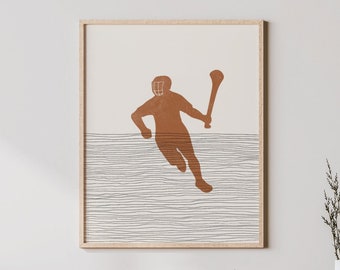 Boho Hurling Art - Hurling Wandkunst / Dekor, minimalistisches Hurler Poster, Junge Hurler Druck - gälischer Sport, Hurling Geschenk